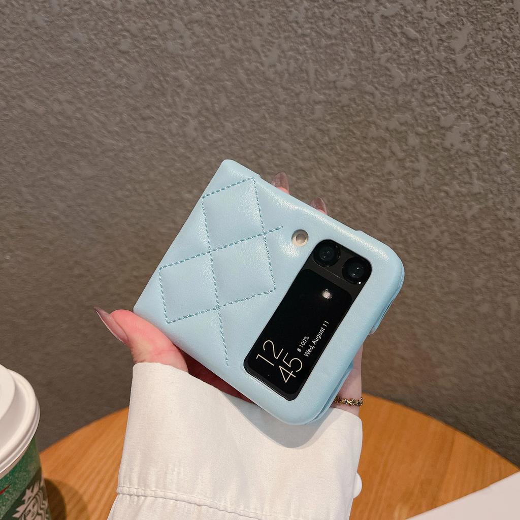 Luxury Leather Cover For Samsung Galaxy Z Flip 3 4 5 Flip5 Flip4 Flip3 5G Rhombus Lattice Card Slot Holder Bag Wallet Phone Case