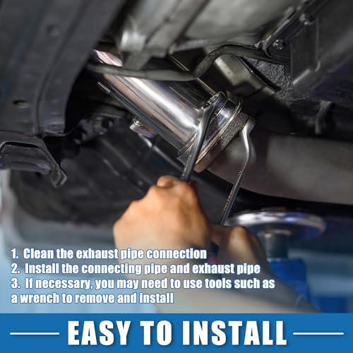 A ABSOPRO 45 Degree Steel Exhaust Elbow Pipe Bend Tube, Durable 32mm OD Modified Exhaust Elbow Pipe, SS304 Stainless Steel, Silver Tone (Set of 4