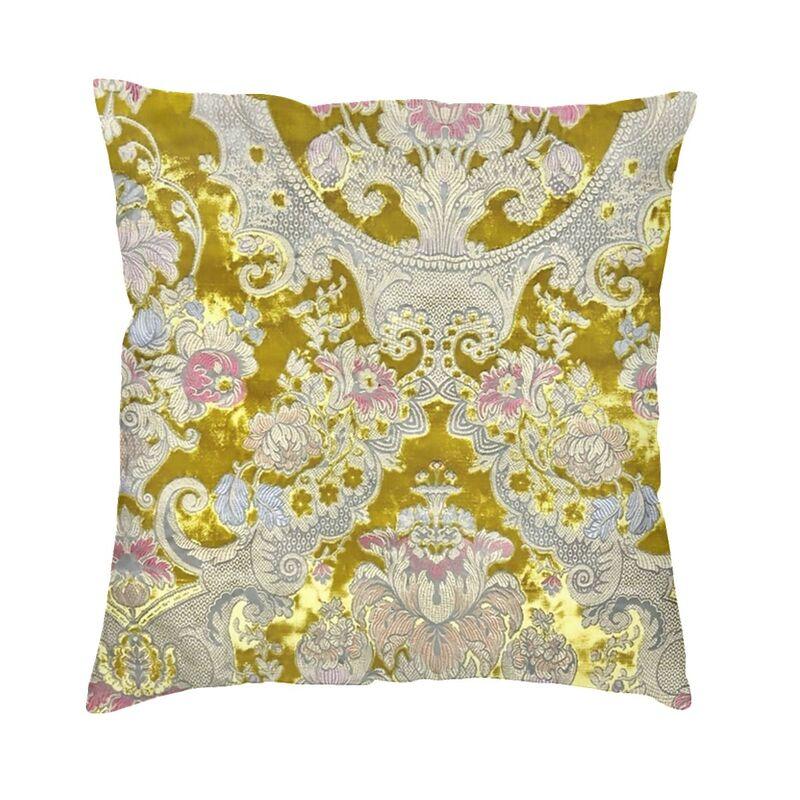 Golden Baroque Elegance Style Square Pillowcover Home Decorative Cushion Cover Throw Pillow for Car Doublesided Printing