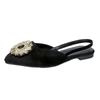 Fashion Fashion 2025 New Closed Toe Women's Sandals Summer Crystal Metal Decoration Plus Size Daily Best Seller Comfortable Flat Sandals