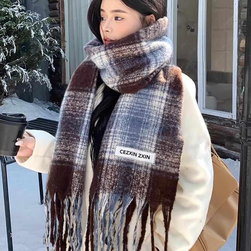 

New Plaid Scarf Women Autumn And Winter Korean Style Fashion All-match Thick Warm Couple Neck Scarf
