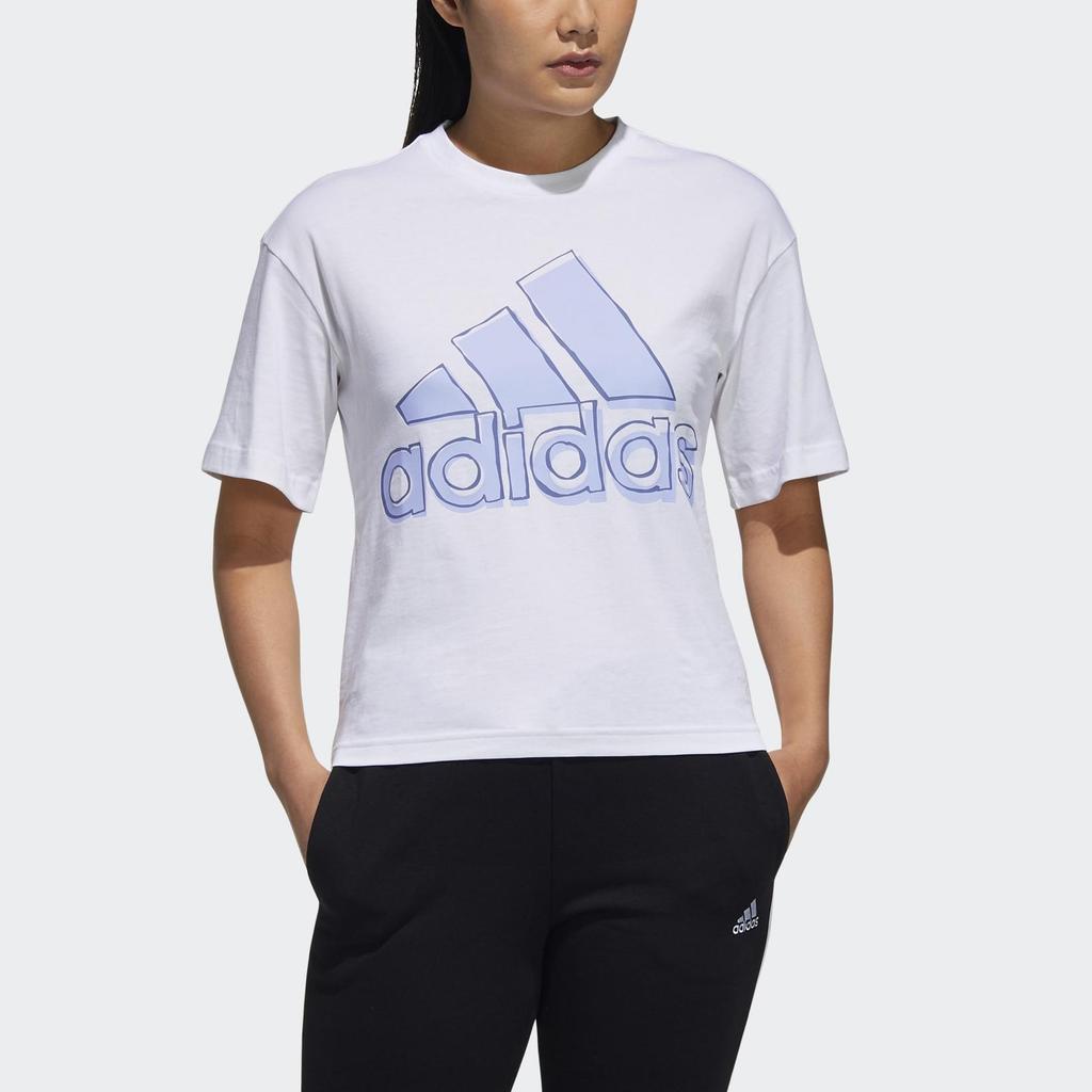 Adidas Big Logo Short Sleeve T-Shirt Women Tops White HB5100