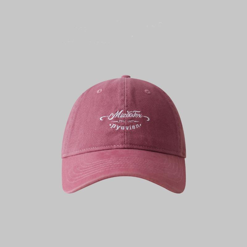 New embroidered letter baseball cap for girls, wide-brimmed soft top hat, pure cotton outdoor versatile cap for men