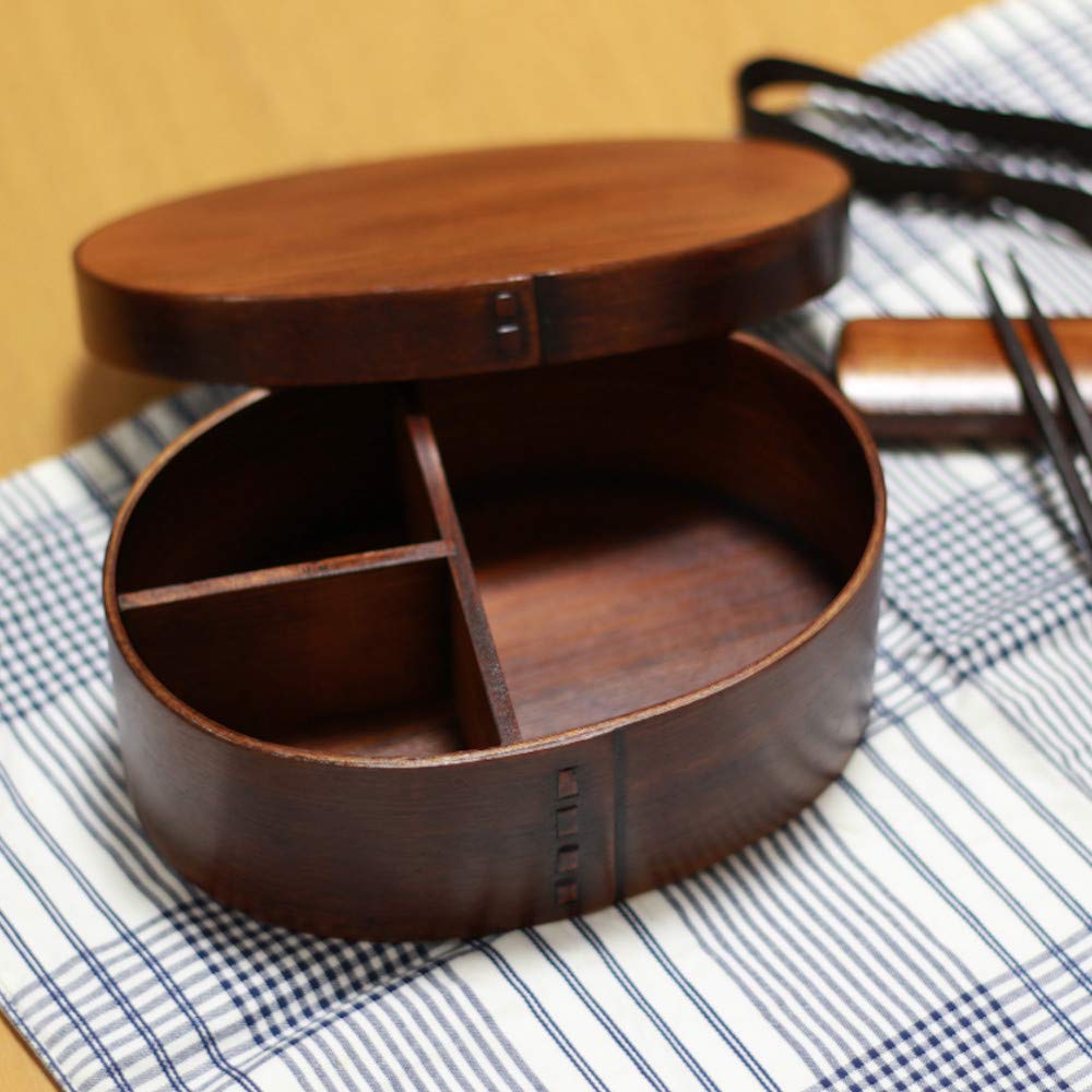 Magewappa Single Tier Bento Box Lacquered 700ml Wooden Chopstick Kyo Furoshiki Tsubaki Aonezu [Natural Cedar] (Lunch Box, Chopsticks, Box, Set) Ver.