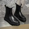 Black Autumn Winter Men High Top Boots Thick Sole Stylish  Durable Breathable  Comfortable Youthful Chimney Boots