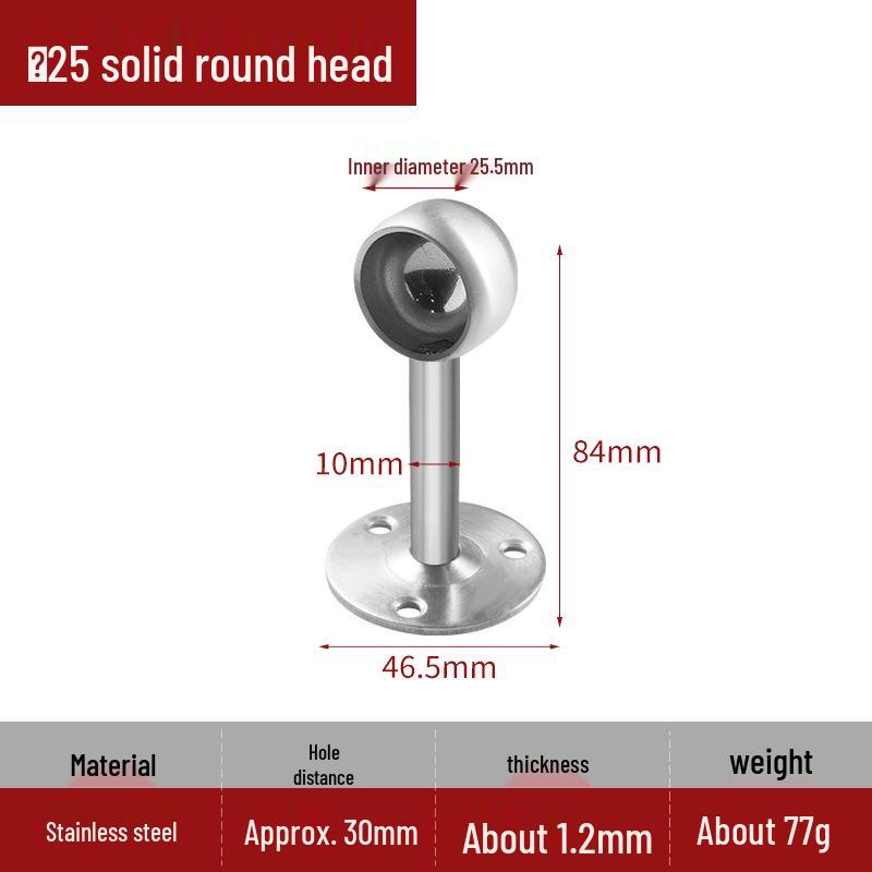 Stainless Steel Round Flange Base Wardrobe Clothes Rail Holder and Towel Rack Fixing Accessories.
