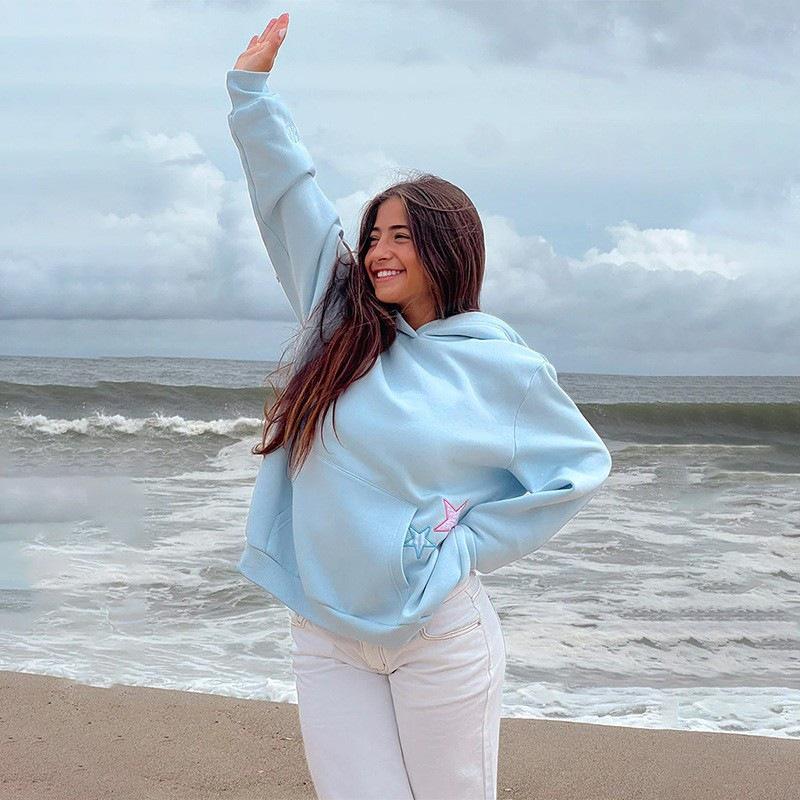 Women's Winter Fleece-Lined Hoodie with Kangaroo Pocket and Long Sleeves