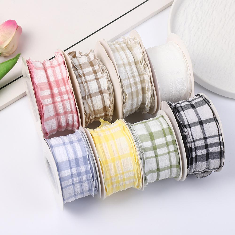 Colorful Puff Plaid Ribbon for Birthday Cake Boxes, Ins Style