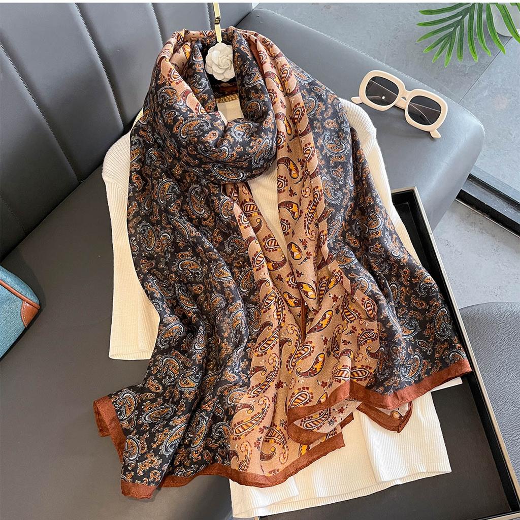 New Retro Cotton Linen Long Scarf Women Spring Summer Multi-functional Neck Protection Shawl Wrap Fashion Scarves Beach Towel