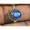 Natural Blue Labradorite Gemstone 925 Solid Sterling Silver Ring Size US-7 PG-143