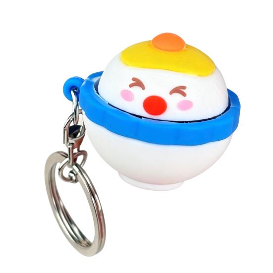 

Egg Yolk Rice Clicker Keychain Toy Stress Relief Cartoon Rice Bowl Decompression Button Fidget Key Ring Bag Backpack Purse Charm синий