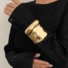 Retro Style Metal Square Bracelet Women, Fashion Texture Glossy Spring Bracelet Bracelet