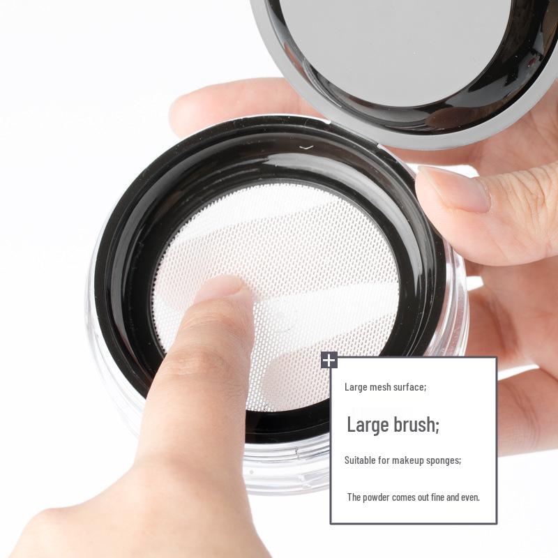 Portable Refillable Powder Compact with Mesh for Setting, Blush, and Talcum