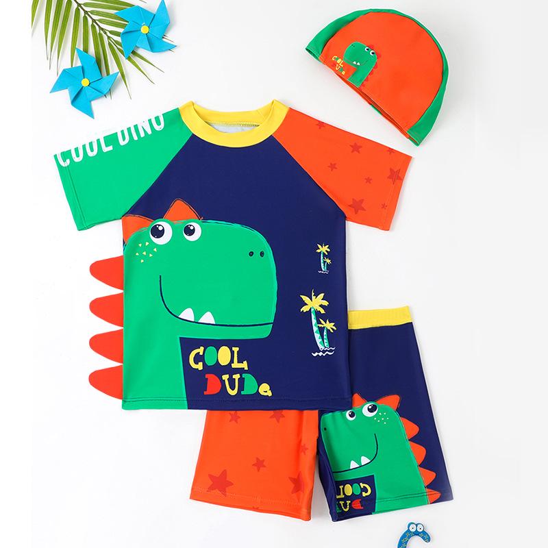 

Комплект купальника для мальчиков с принтом динозавров 2025 - Купальный костюм-тройка с коротким рукавом 4 Years