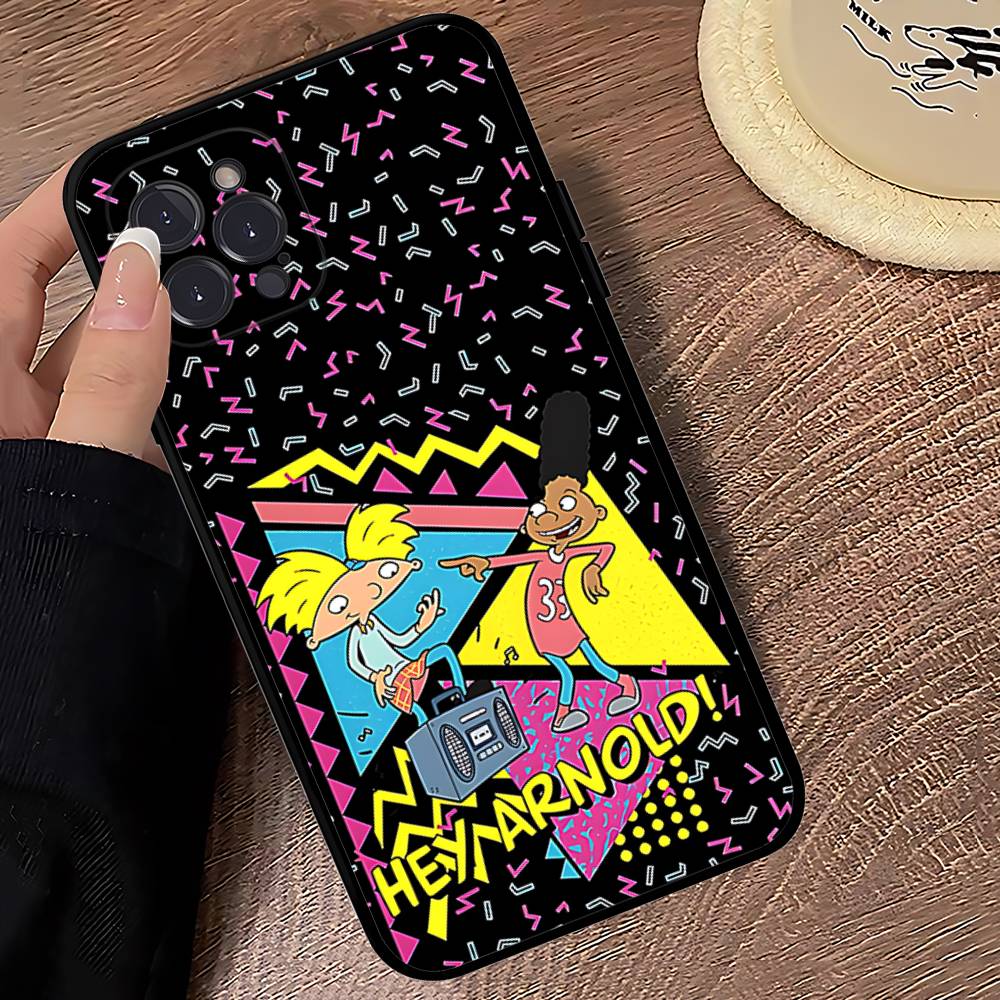 Hey A_Arnolds Cartoon Black Soft Phone Case For IPhone 16 15 14 13 11 12 17 Pro Max Mini Plus