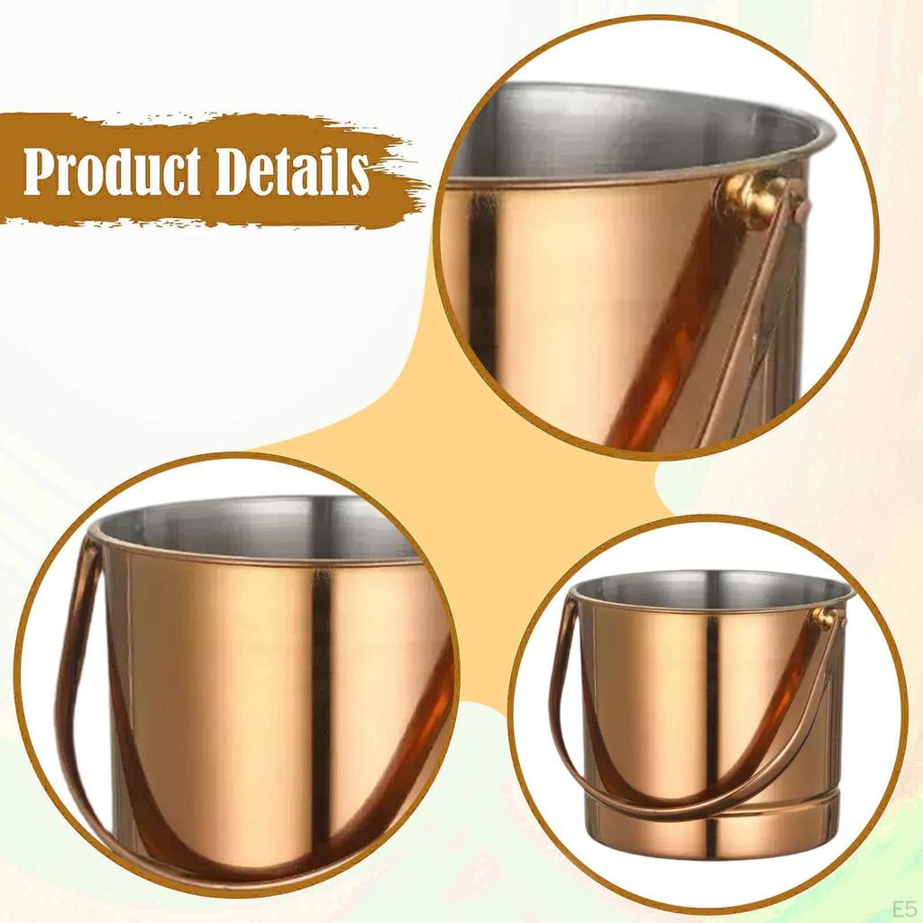 1.5L Ice Bucket Beer Holder Portable Handle Stainless Steel Drink Tub for Cocktails Home Bar