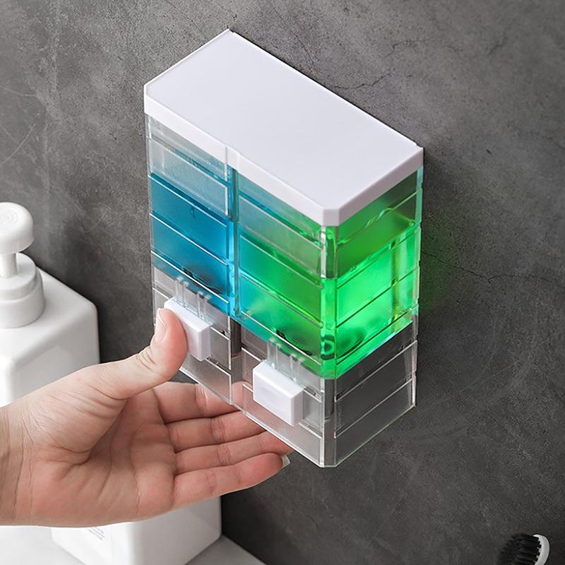 Non-punching Manual Press Soap Dispenser Wall Hanging Traceless Paste Disinfectant Bottle Bathroom Transparent Soap Dispenser