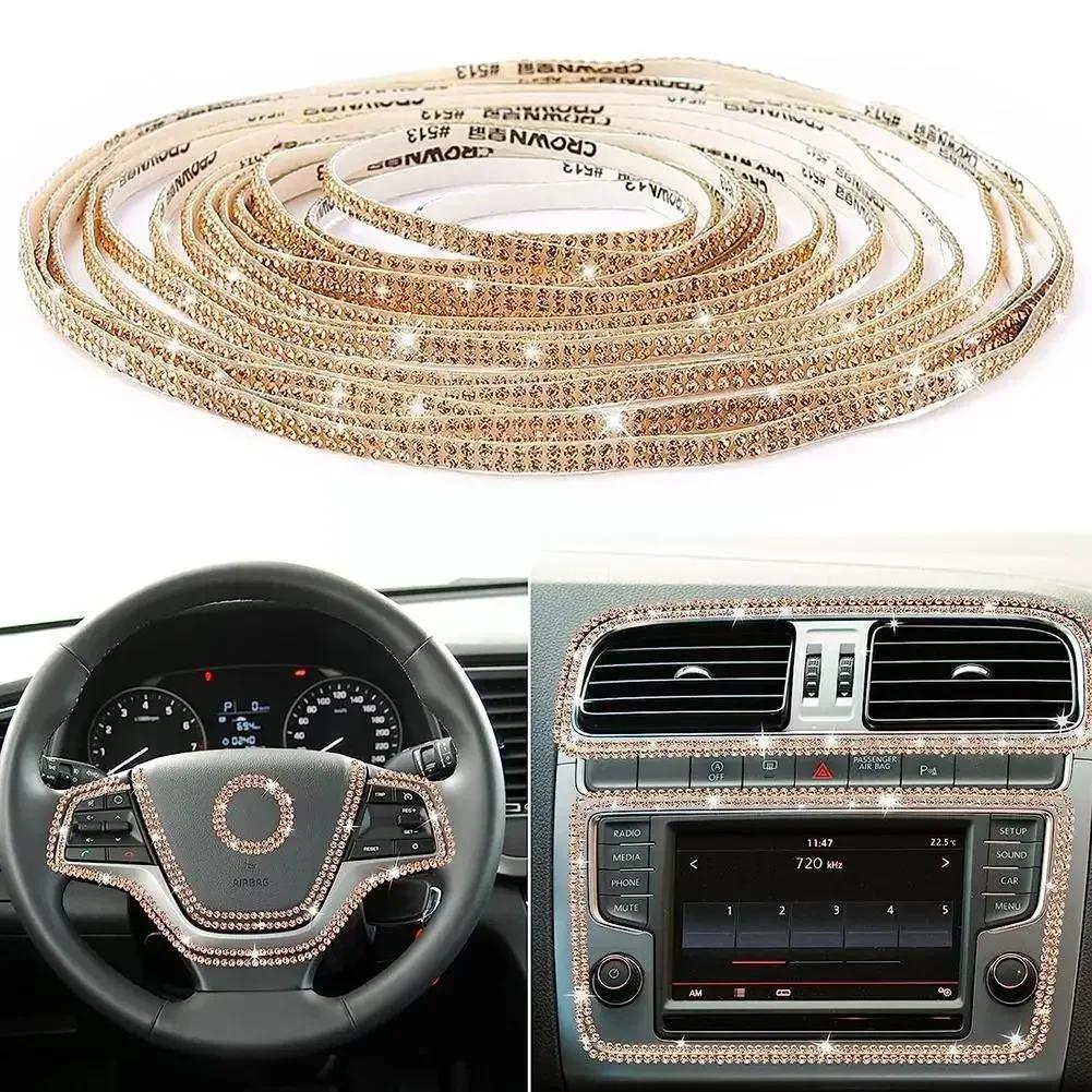 5m Car DIY Auto Decorative Stickers Crystal Diamond Car Decoration Accessories Double Rows Stickers Auto Interior Cover