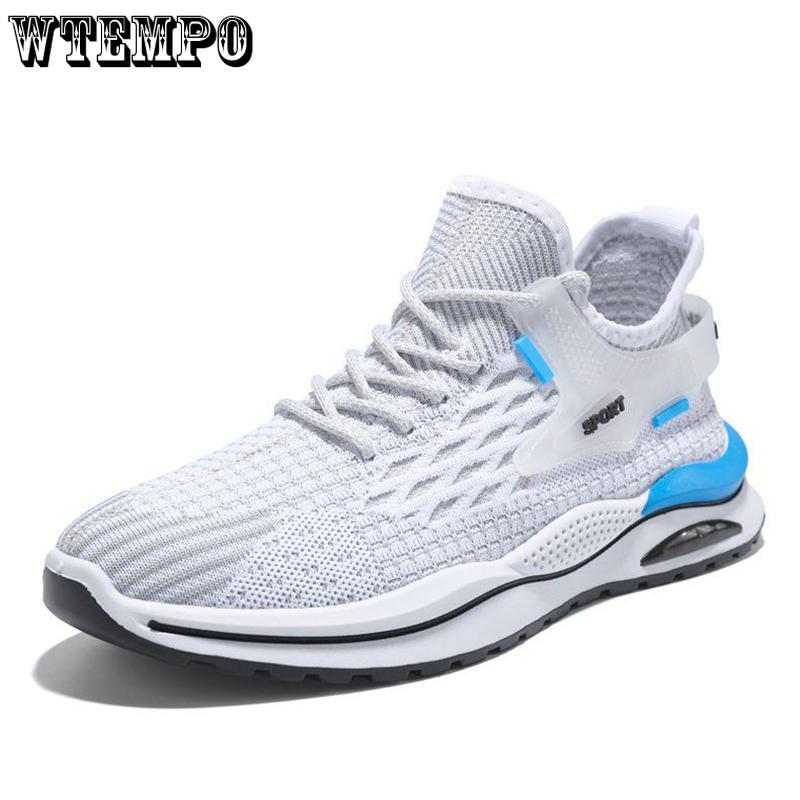 WTEMPO Men's Summer Air Cushion Sneakers Mesh Outdoor Breathable Sport Shoes Thick Bottom Non-Slip Basketball Shoes Casual Running Shoes