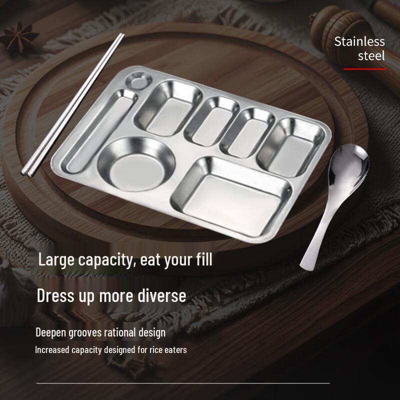 316 Stainless Steel 8-Compartment Deep Divided Meal Tray