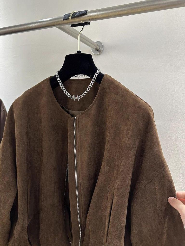 Women's European-Style Faux Suede Baseball Jacket - Petite, Stylish, and Versatile