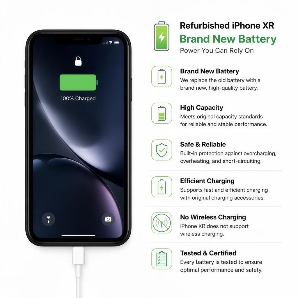 Refurbished Apple iPhone Xr 6.1'' 3GB RAM 64GB ROM Black 4G LTE Unlocked Smartphone With Single SIM