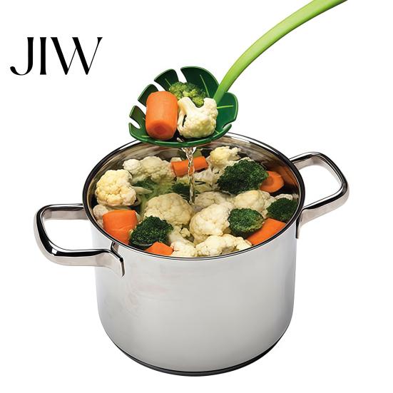 Vegetable Washing Tool Monstera Leaf Pasta Spoon, Heat Resistant ABS Spaghetti Server, Outdoor Picnic Kitchenware Multipurpose Kitchen Colander,
