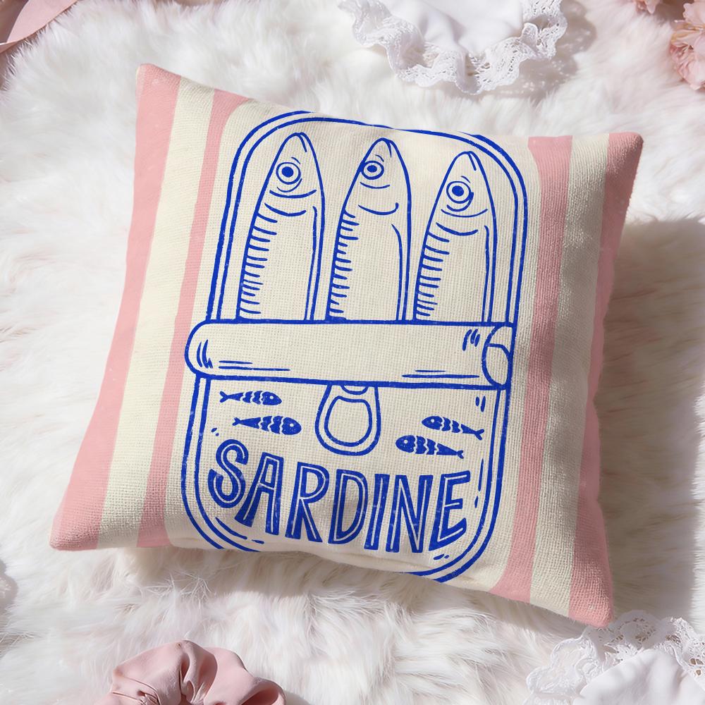 Coastal Charm Sardine Cushion Cover Premium Comfort Reversible Pillow Cove -Two in One Design for Any Room & Car Interior