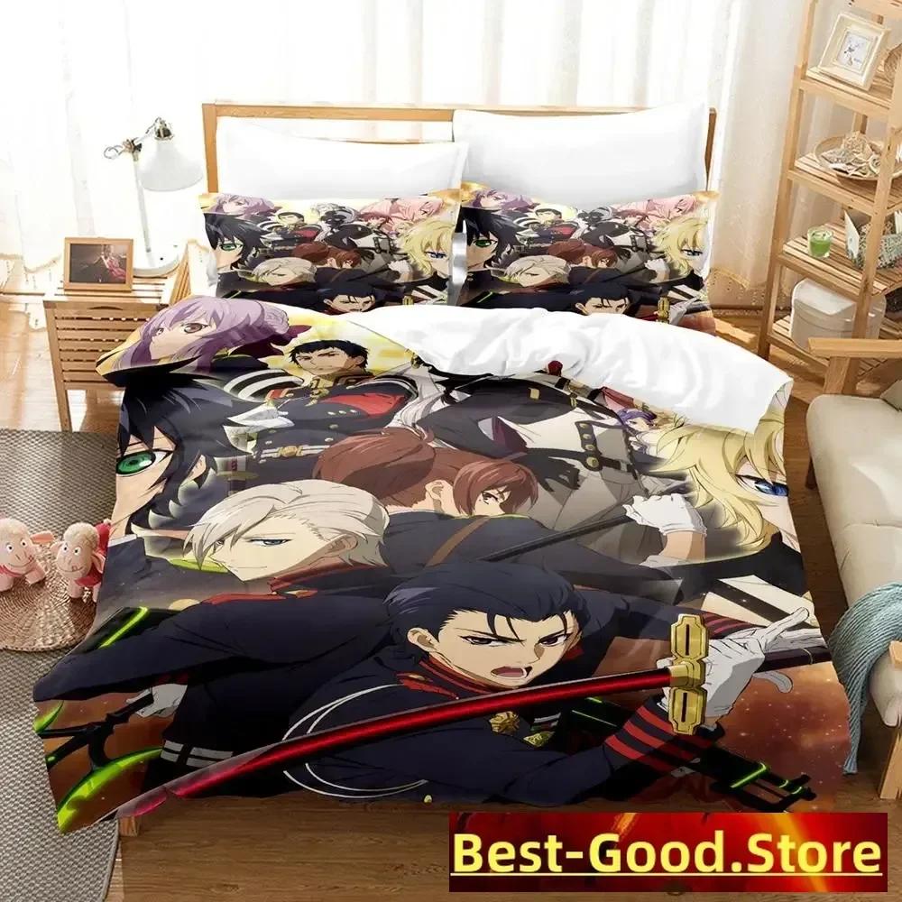 Seraph of the end Beding Set Printed Bed Linen Set With Pilowcase Bed Soft Duvet Cover Soft Single Double Quen Super King-Sized Dimensionsd Dimensions