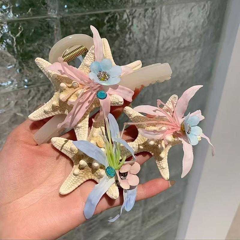 Ocean Series Hair Clip Eternal Flower Starfish Shark Clip Headwear Seaside Tourism Vacation Photography Hair Accessories