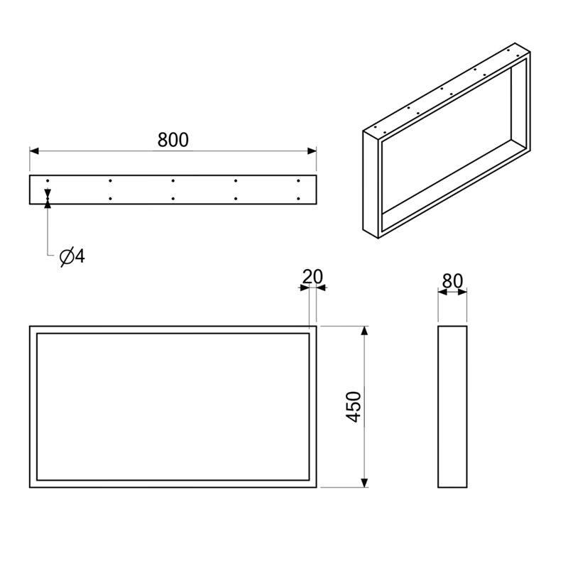 KWADRO LOFT leg 80x45 STEEL