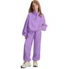 Girls' High-Neck Half-Zip Sweatshirt + Long Pants Sports Fleece Casual Children's Set