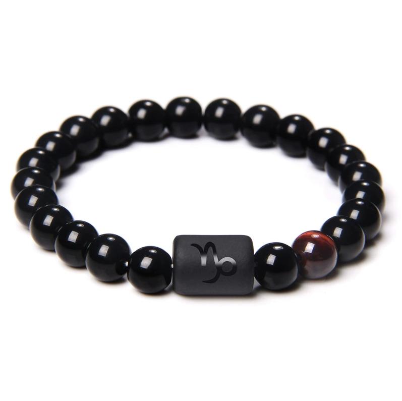 12 Sternbilder Sternzeichen Schwarzes geflochtenes Lederarmband Krebs Löwe Jungfrau Waage Gewebtes Glaskuppelschmuck Punk Herrenarmband