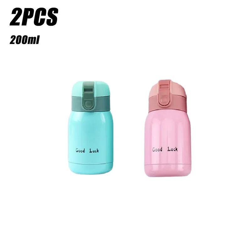 1-2PCS New Design Small Mini Pop-up Lid Portable Double Wall Insulated Stainless Steel Water Bottle For Kids
