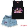 Bambina Ragazza Anime Cartone Animato Super Star Rumi Zoey Mira Cantante POP Stampa Casual Senza Maniche Canottiera Pantaloncini di Jeans Set di Vestiti