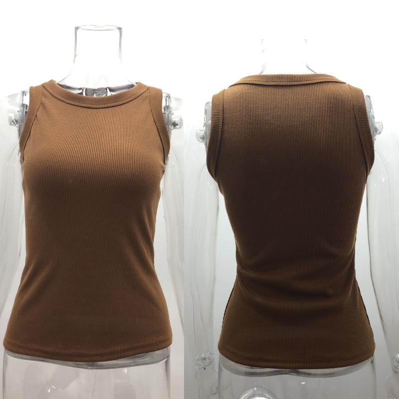 Solid Color Inner Cloth Women Top Sleeveless Close-Fitting Round Neck Vest
