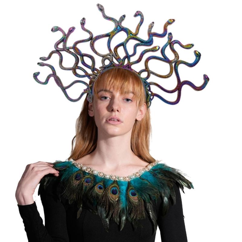 Mystical Ancient Snake Headpiece Quality Headdress Unique Headwear Halloween Cosplay Accessory for Trendy Ladies