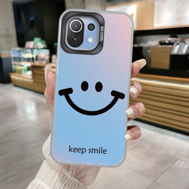 Smiling Face Case For Xiaomi Mi 11 Lite 5G NE 13T PRO 14T Redmi A5 A1 A2 9A Poco C71 Shockproof Hard Back Cover Line Art Sketch