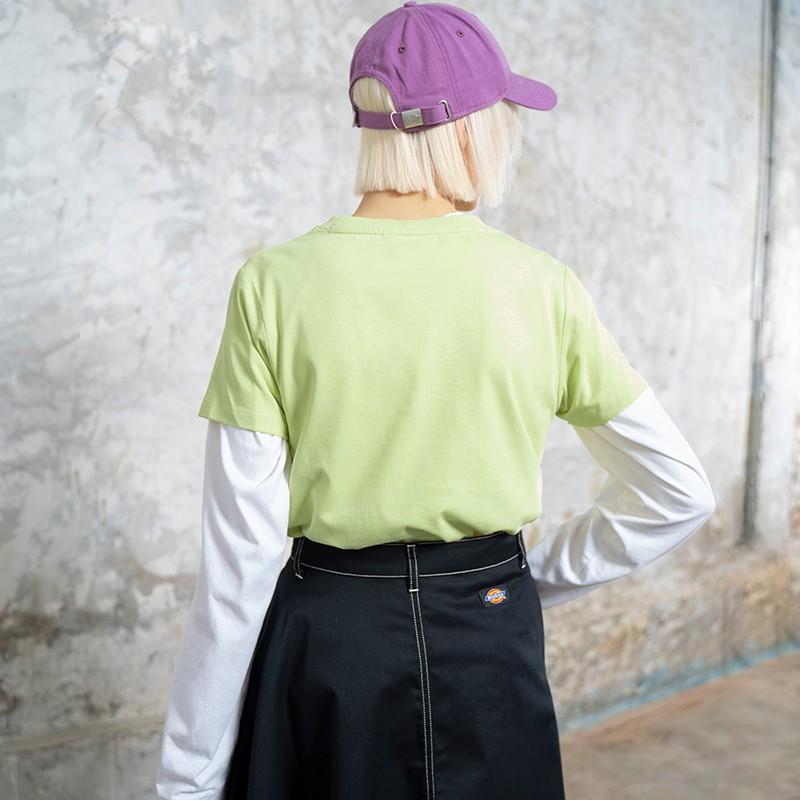 Dickies Pohodlné tričko s kulatým výstřihem a potiskem loga, ležérní, regular střih, dámské topy, citronově žluté DK008821B72