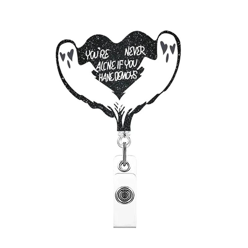 Halloween Chest Skeleton Coffee Retractable Badge Reel For Nurse Doctor Card Holder Accessories Supplies Name Card Clips Gift
