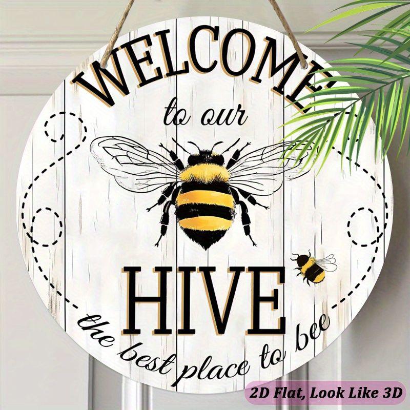 Garden Decoration, Wooden Hanging Decorative Signs, "WELCOME" Logo, Bee Pattern, 2D Graphic Products, Housewarming Gifts for Friends