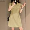 Abito camicia estivo a maniche corte casual con colletto rovesciato da donna