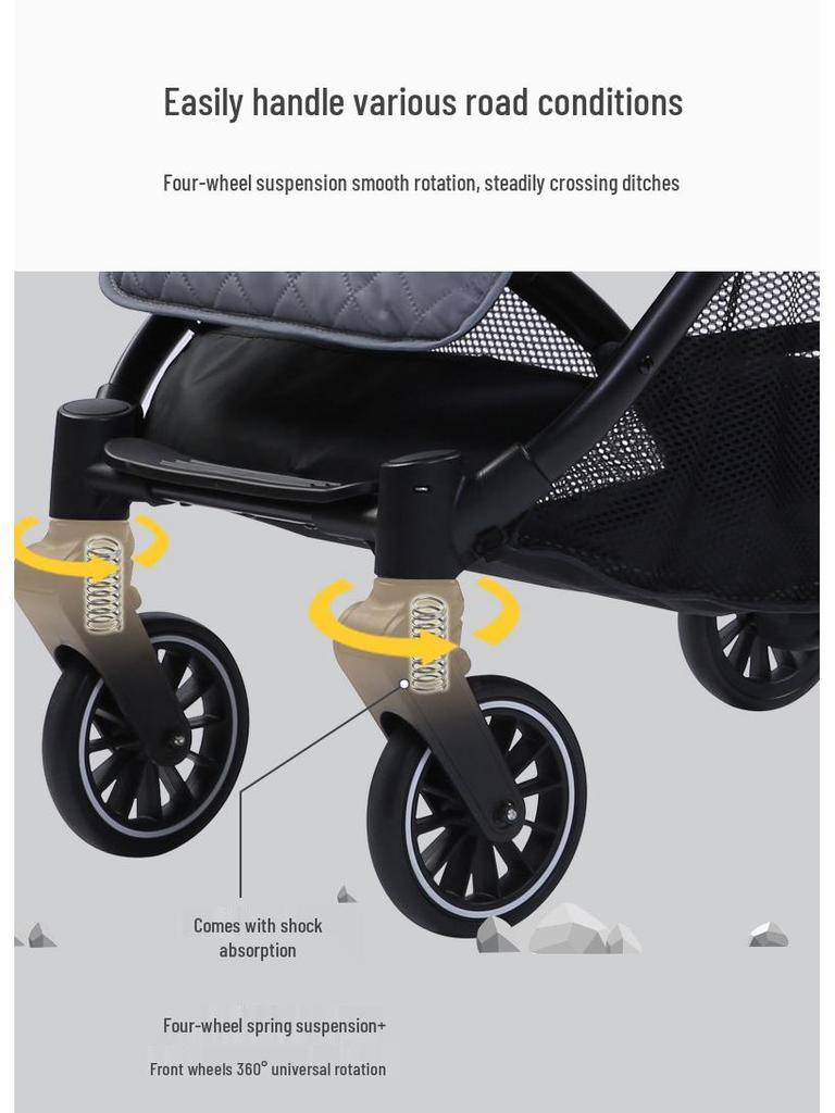 He Bao Baby Stroller: Reinforced Two-Way, One-Key Folding, High-Landscape Pram