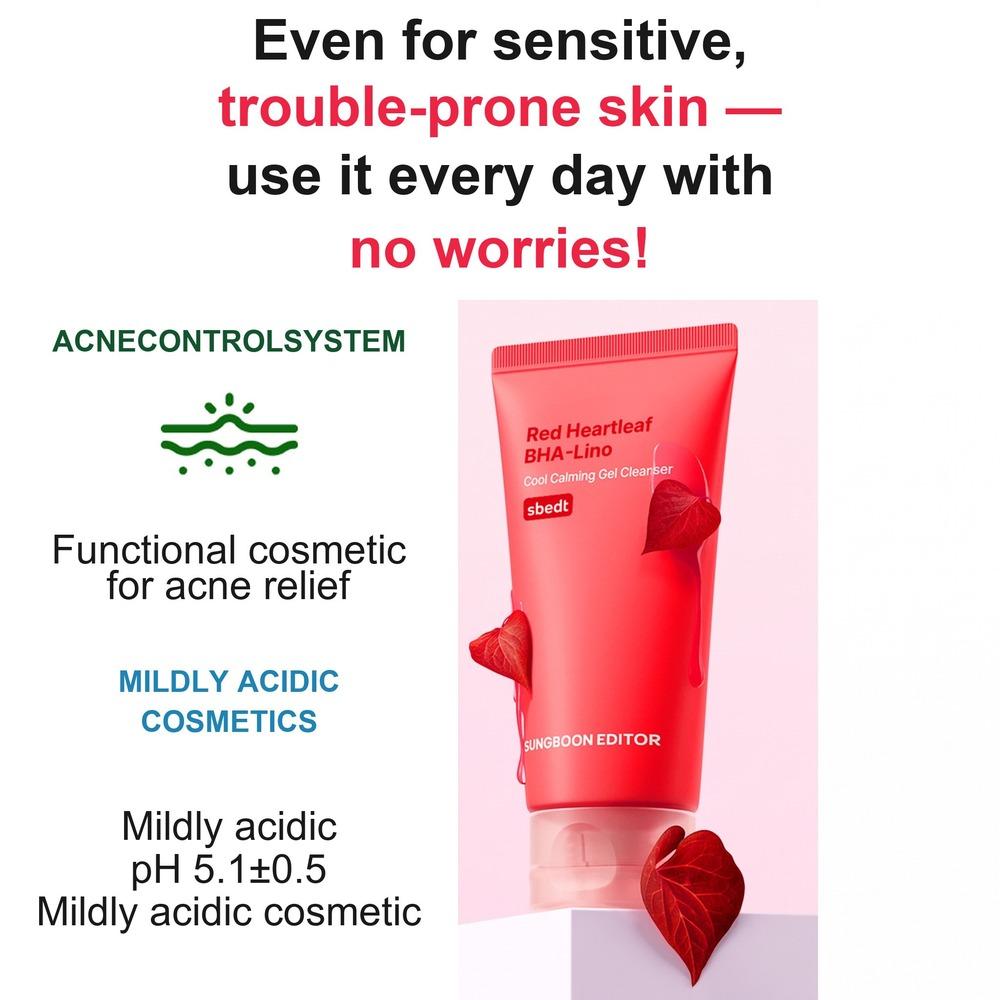 Red Heartleaf BHA-Lino Cool Calming Gel Cleanser 120g (5 Options)