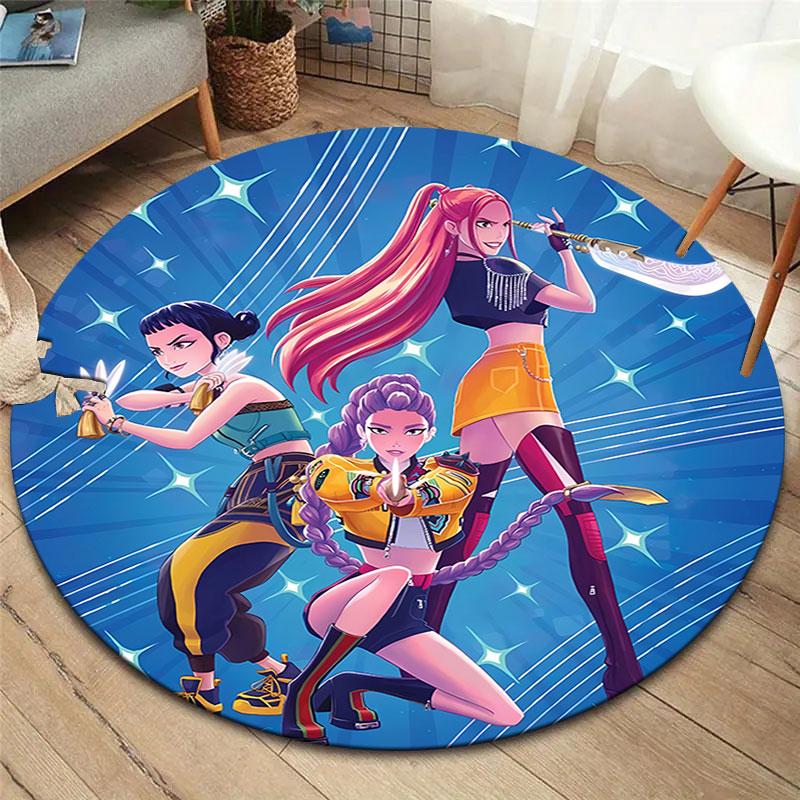 Kpopdemonhunters Runder Teppich, Teppich für Wohnzimmer, Schlafzimmer, Sofa, Spielzimmer Dekor, Rutschfeste Fußmatte