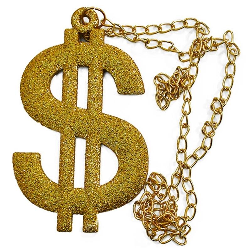 Rapper Chain Costumes Hip Hop Punk Parties Party Cosplays Golden Chain Dollars Sign Necklace Pendant Golden Necklace