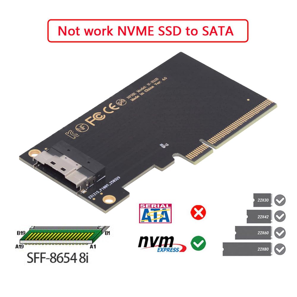 Cablecc Single External Slimline 8X To PCIE RAID VROC Raid0 Hyper Adapter 74-Pin SFF-8654 4.0 Card,