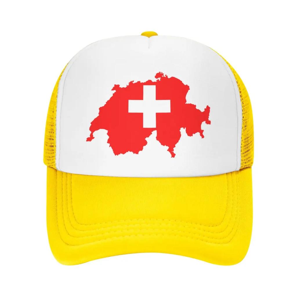 Mode Schweizkarta Schweiz Flagga Truckerhatt Unisex Kvinnor Personlig Justerbar Unisex Keps Sommarhattar