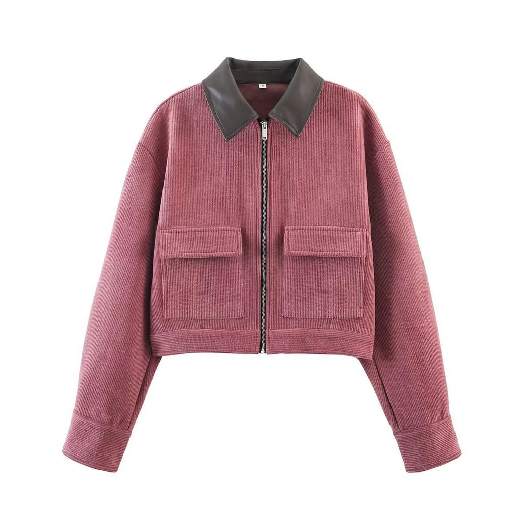 2026 spring new product European and American cross-border women's clothing street fashion fashion splicing collar jacket w103 8884