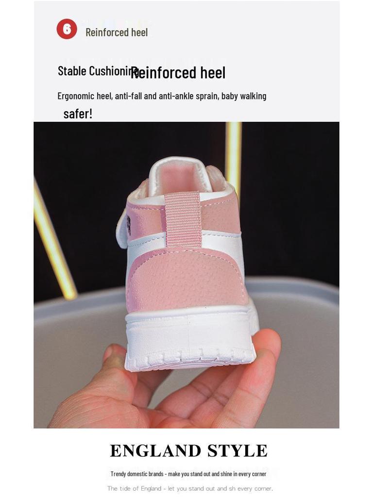Breathable High-Top Pre-Walker Sneakers: Wear-Resistant Sports Shoes for Boys and Girls